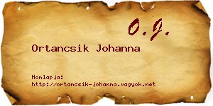 Ortancsik Johanna névjegykártya